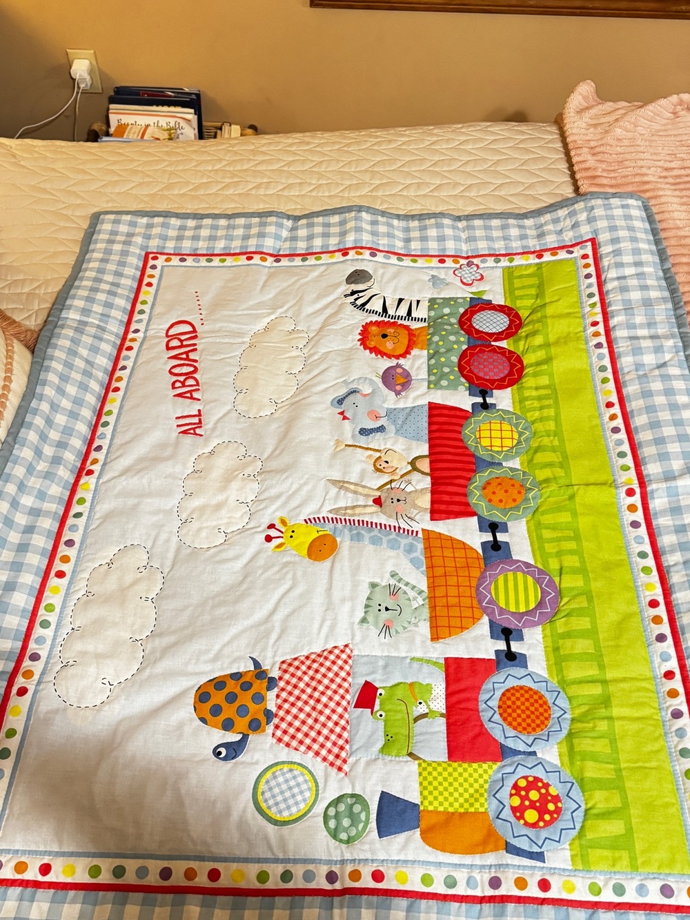 Children's 'All Aboard' Train Quilted Baby Blanket - Multi